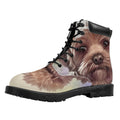 Yorkshire Terrier Portrait Print Padded Collar Lace Up Boots