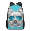 Yorkshire Terrier With Sunglasses Print 17 Inch Backpack