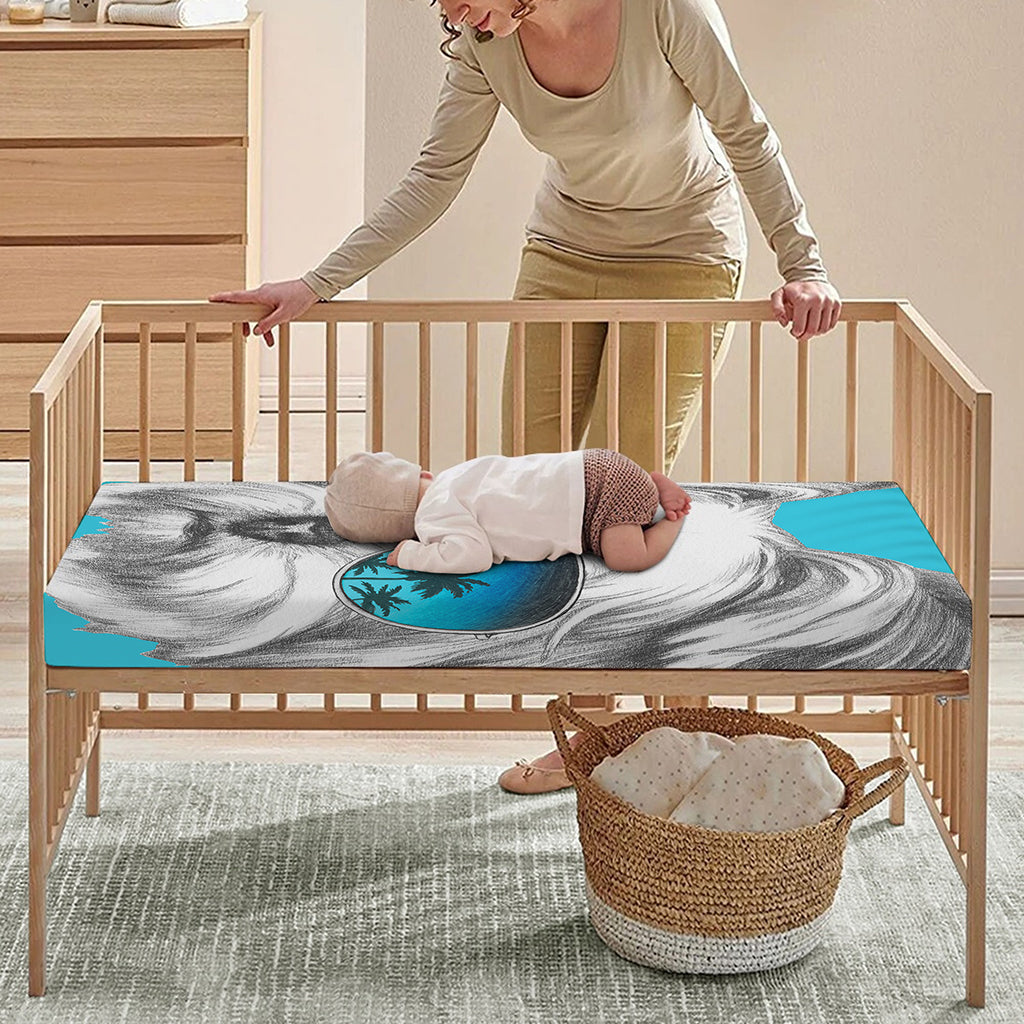 Yorkshire Terrier With Sunglasses Print Baby Crib Sheet