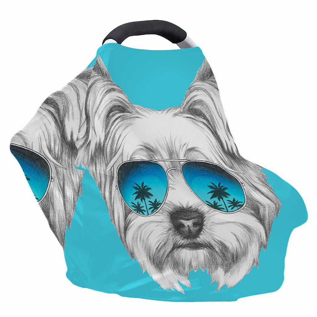 Yorkshire Terrier With Sunglasses Print Baby Seat Cover