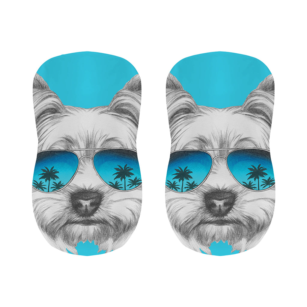 Yorkshire Terrier With Sunglasses Print Bar Stool Covers