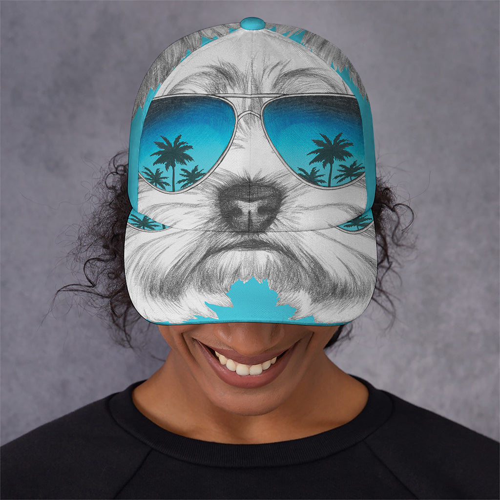 Yorkshire Terrier With Sunglasses Print Baseball Cap