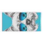 Yorkshire Terrier With Sunglasses Print Beach Towel