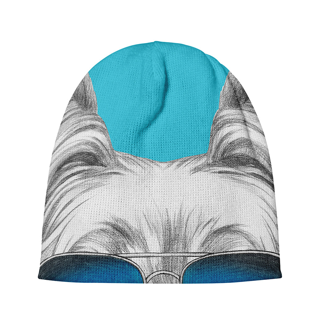Yorkshire Terrier With Sunglasses Print Beanie