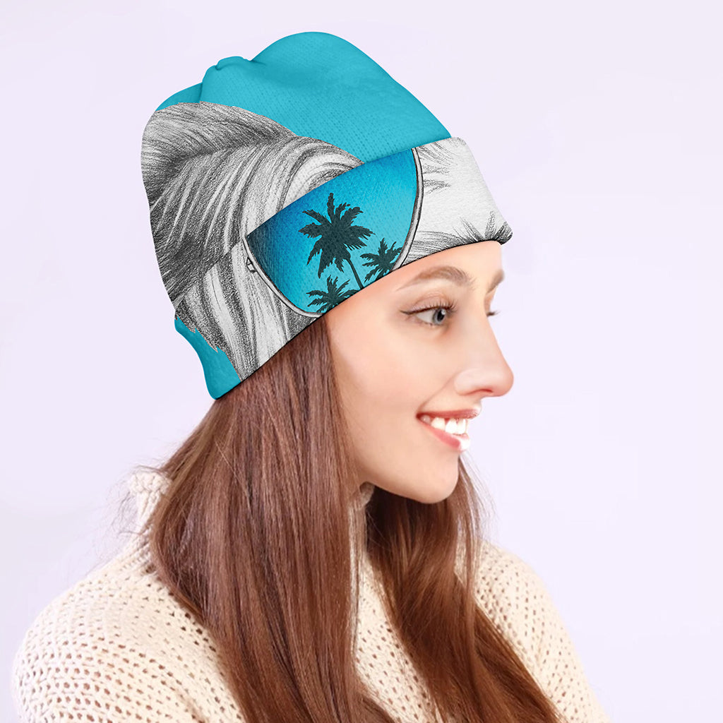 Yorkshire Terrier With Sunglasses Print Beanie