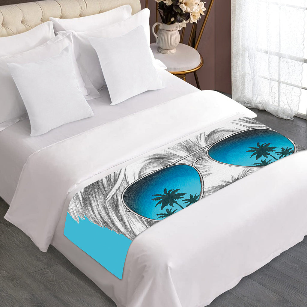 Yorkshire Terrier With Sunglasses Print Bed Runner
