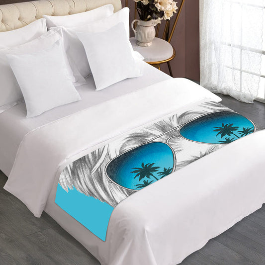 Yorkshire Terrier With Sunglasses Print Bed Runner
