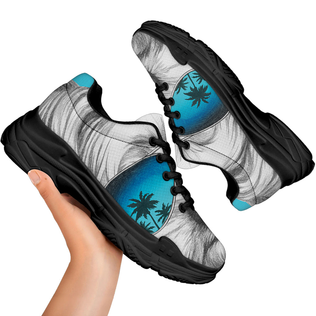 Yorkshire Terrier With Sunglasses Print Black Chunky Shoes