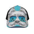 Yorkshire Terrier With Sunglasses Print Black Mesh Trucker Hat