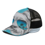 Yorkshire Terrier With Sunglasses Print Black Mesh Trucker Cap
