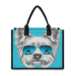 Yorkshire Terrier With Sunglasses Print Canvas Tote Bag