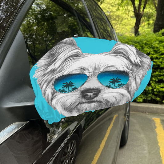 Yorkshire Terrier With Sunglasses Print Car Side Mirror Covers