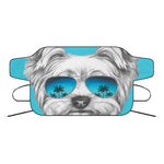 Yorkshire Terrier With Sunglasses Print Car Windshield Snow Cover