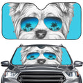 Yorkshire Terrier With Sunglasses Print Car Windshield Sun Shade