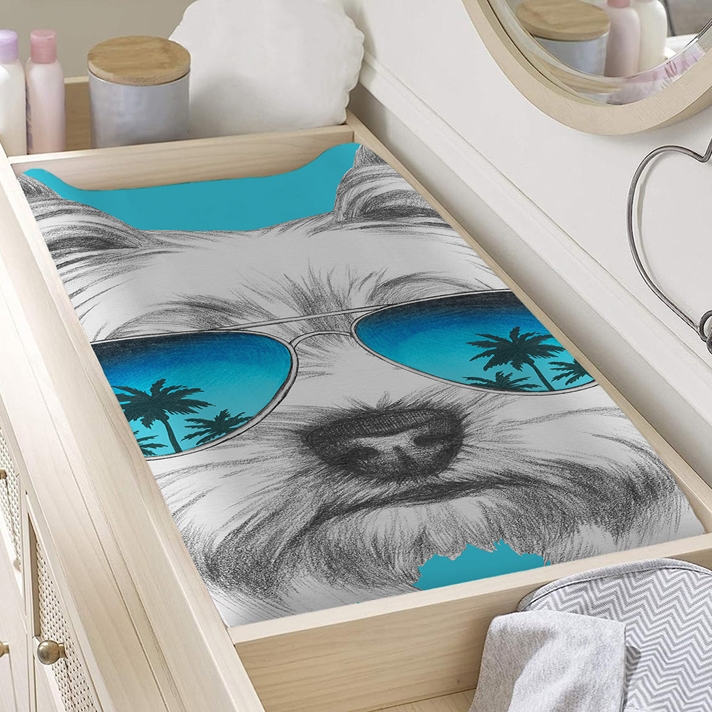 Yorkshire Terrier With Sunglasses Print Changing Pad Cover