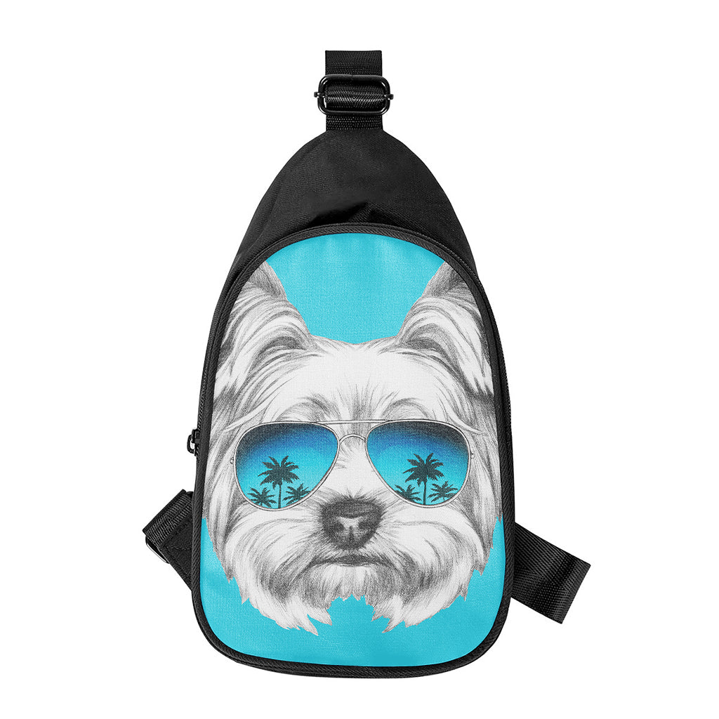 Yorkshire Terrier With Sunglasses Print Chest Bag