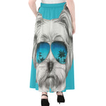 Yorkshire Terrier With Sunglasses Print Chiffon Maxi Skirt