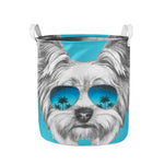 Yorkshire Terrier With Sunglasses Print Collapsible Laundry Basket