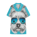 Yorkshire Terrier With Sunglasses Print Cotton Hawaiian Shirt