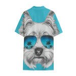 Yorkshire Terrier With Sunglasses Print Cotton Hawaiian Shirt