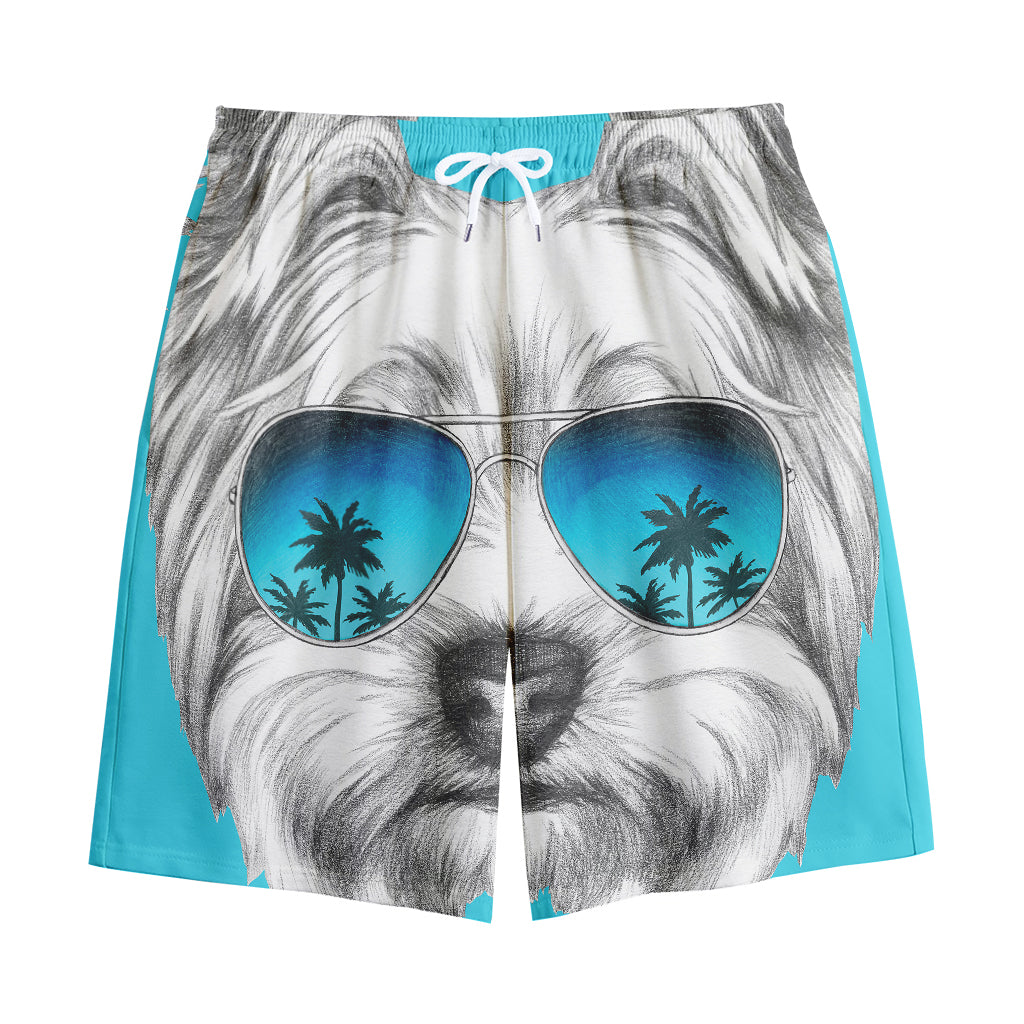 Yorkshire Terrier With Sunglasses Print Cotton Shorts