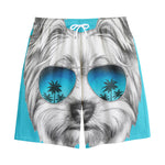 Yorkshire Terrier With Sunglasses Print Cotton Shorts