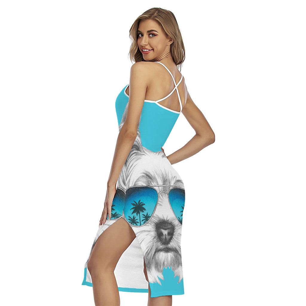 Yorkshire Terrier With Sunglasses Print Cross Back Cami Dress