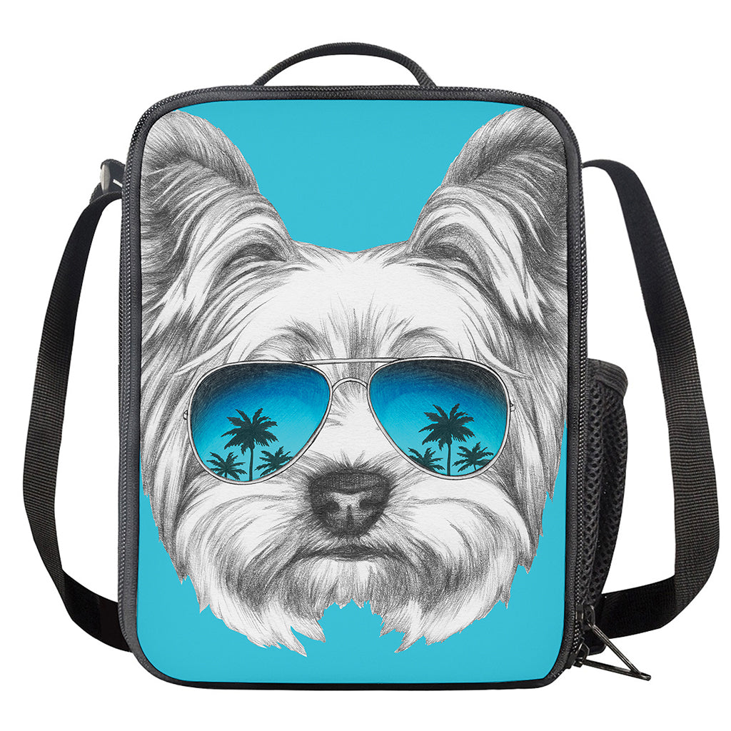 Yorkshire Terrier With Sunglasses Print Crossbody Lunch Bag