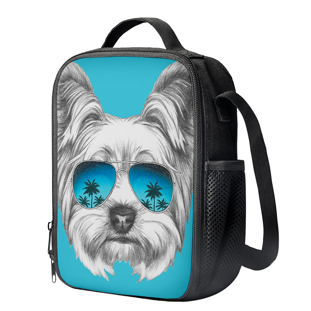 Yorkshire Terrier With Sunglasses Print Crossbody Lunch Bag