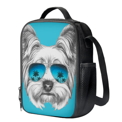 Yorkshire Terrier With Sunglasses Print Crossbody Lunch Bag