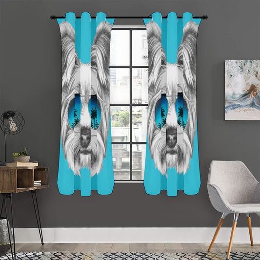 Yorkshire Terrier With Sunglasses Print Curtain