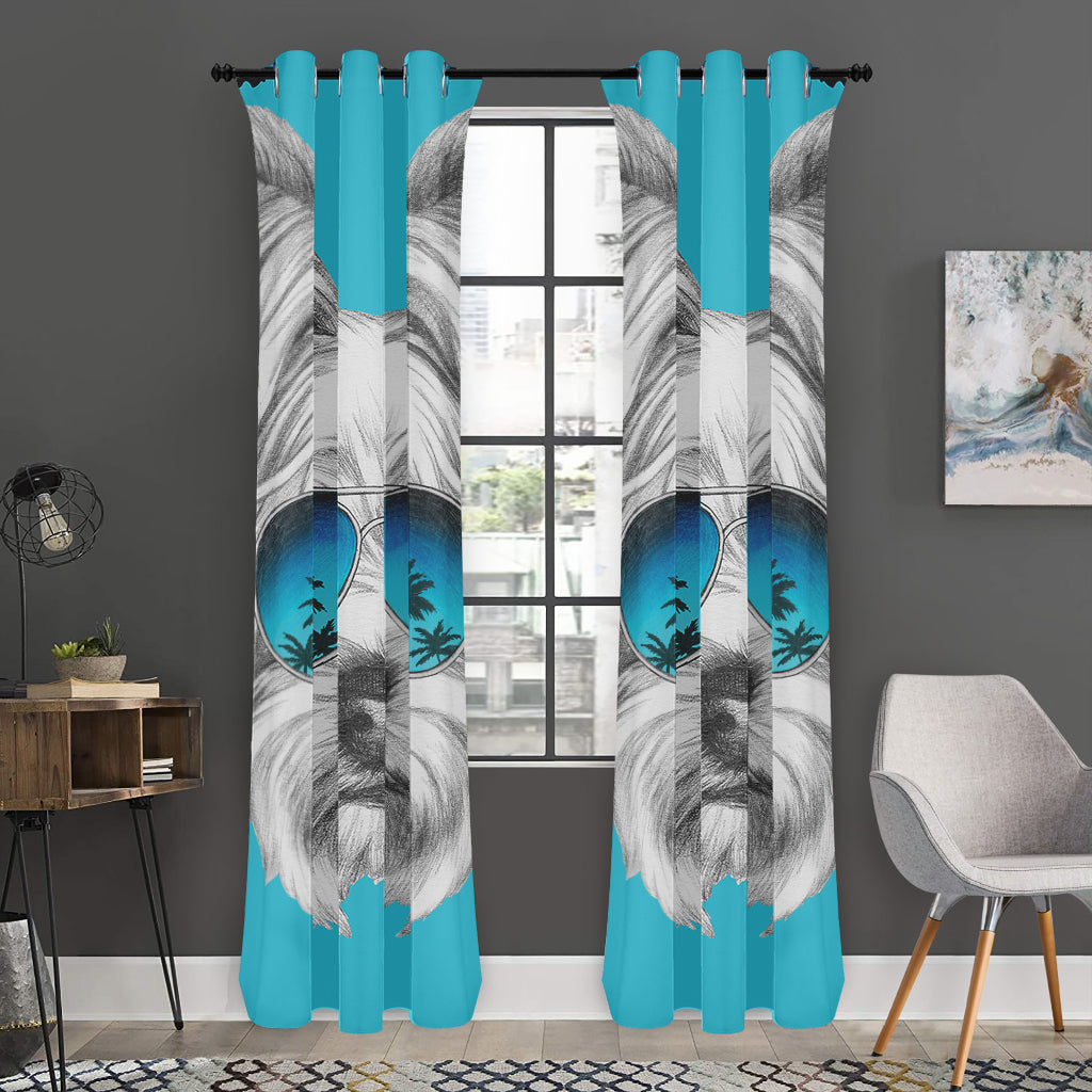 Yorkshire Terrier With Sunglasses Print Curtain