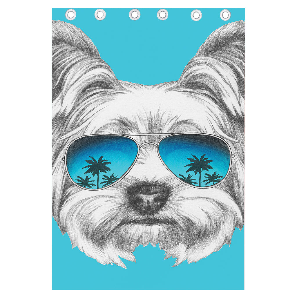 Yorkshire Terrier With Sunglasses Print Curtain