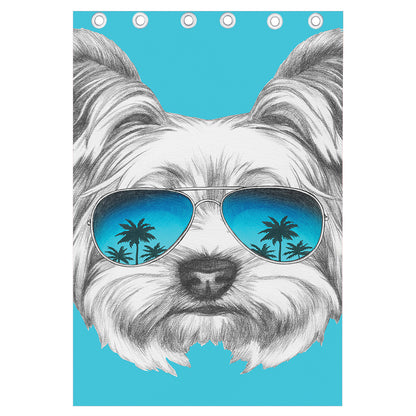 Yorkshire Terrier With Sunglasses Print Curtain