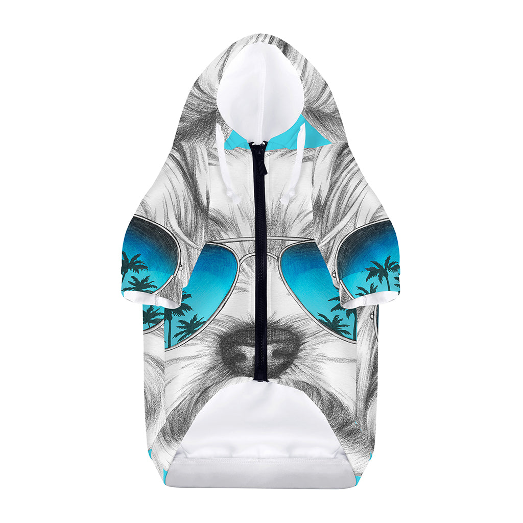 Yorkshire Terrier With Sunglasses Print Dog Zip Up Hoodie