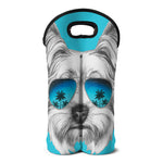 Yorkshire Terrier With Sunglasses Print Double Neoprene Wine Tote