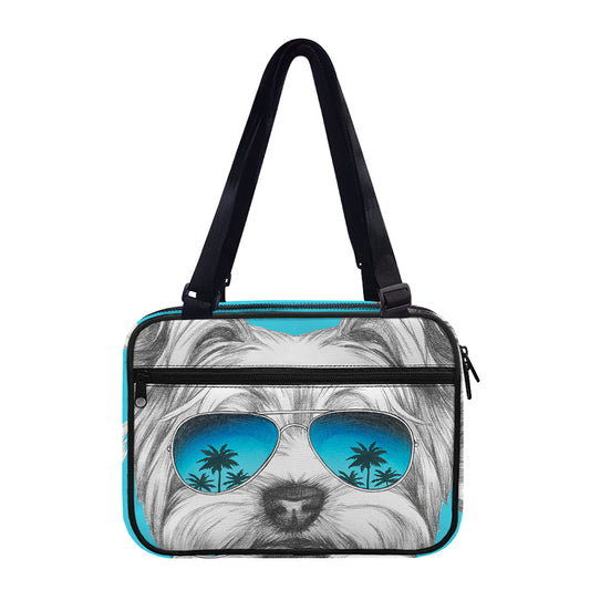 Yorkshire Terrier With Sunglasses Print Double Strap Bible Bag