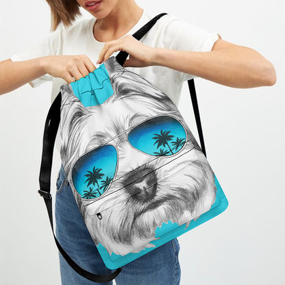 Yorkshire Terrier With Sunglasses Print Drawstring Backpack