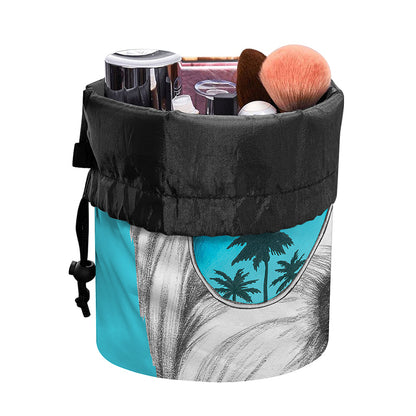 Yorkshire Terrier With Sunglasses Print Drawstring Makeup Bag