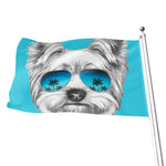 Yorkshire Terrier With Sunglasses Print Flag