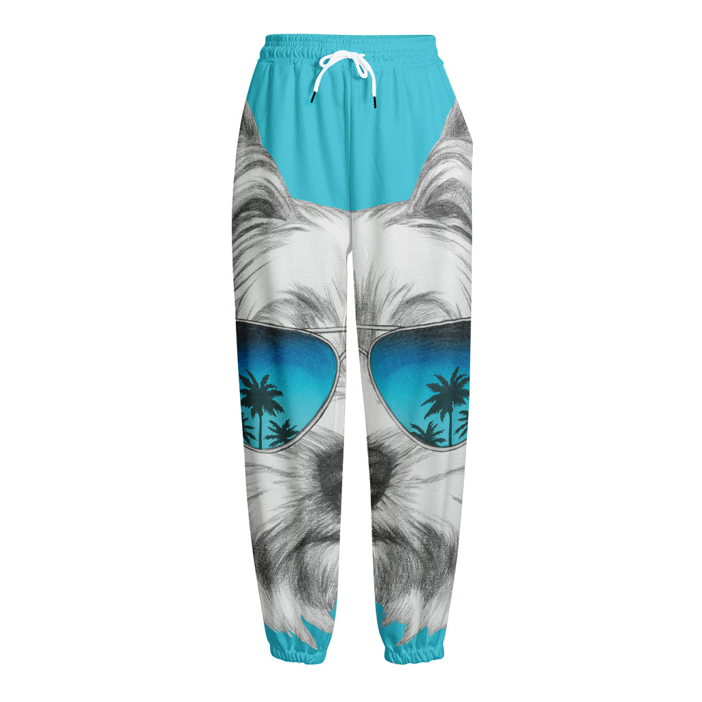 Yorkshire Terrier With Sunglasses Print Fleece Lined Knit Pants