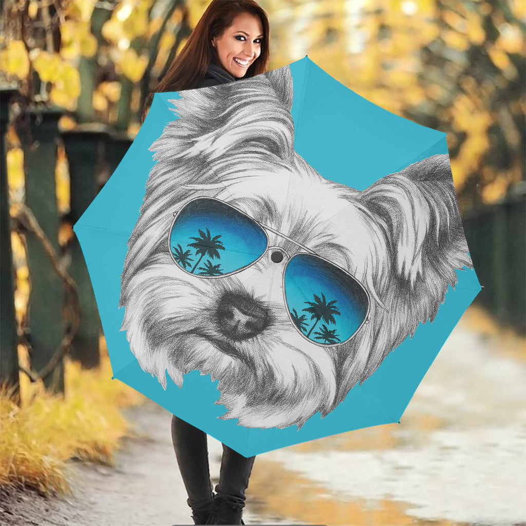 Yorkshire Terrier With Sunglasses Print Foldable Umbrella