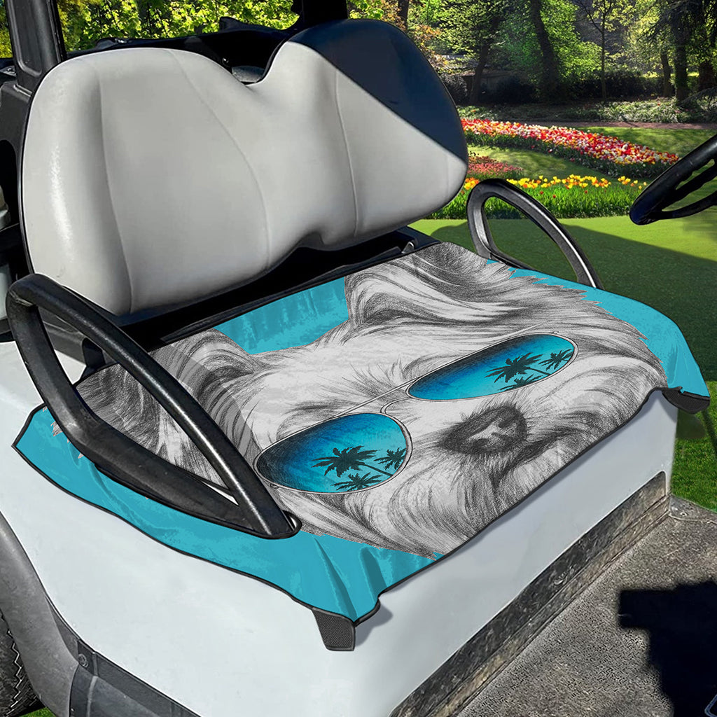 Yorkshire Terrier With Sunglasses Print Golf Cart Seat Cover