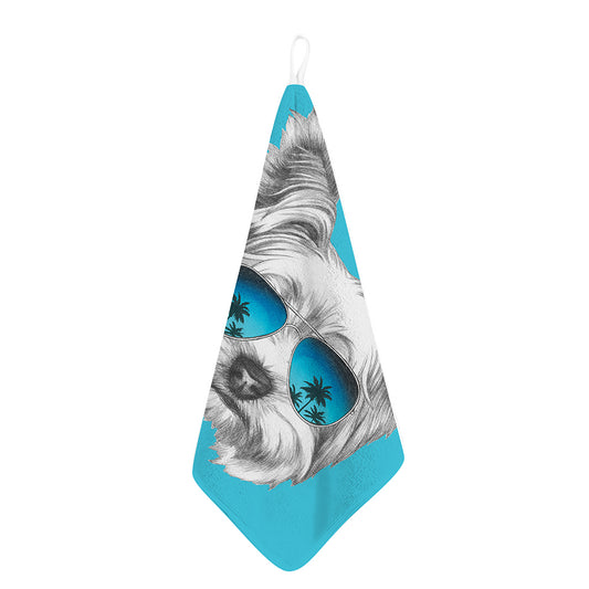 Yorkshire Terrier With Sunglasses Print Hand Towel