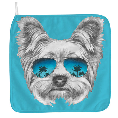 Yorkshire Terrier With Sunglasses Print Hand Towel