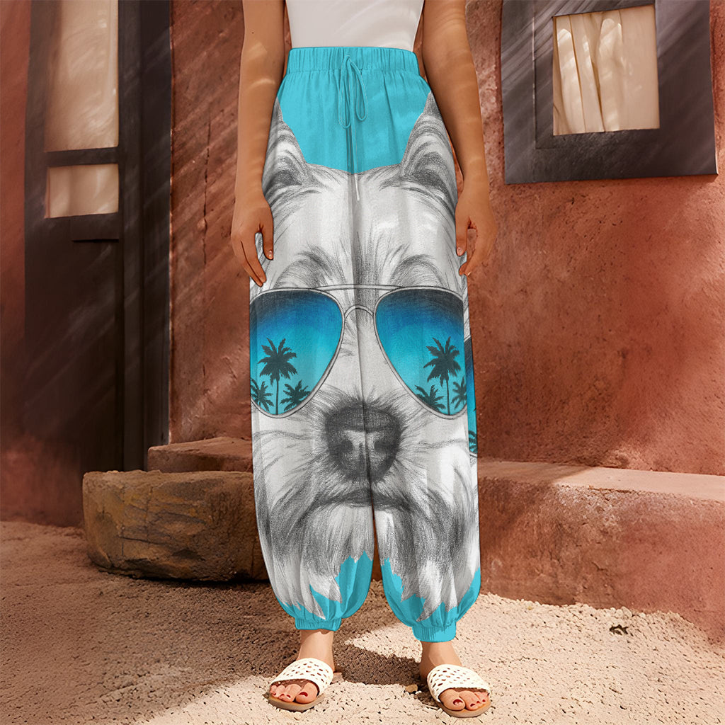 Yorkshire Terrier With Sunglasses Print Harem Pants