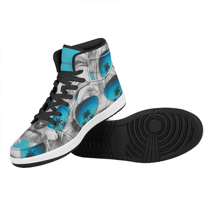 Yorkshire Terrier With Sunglasses Print High Top Leather Sneakers