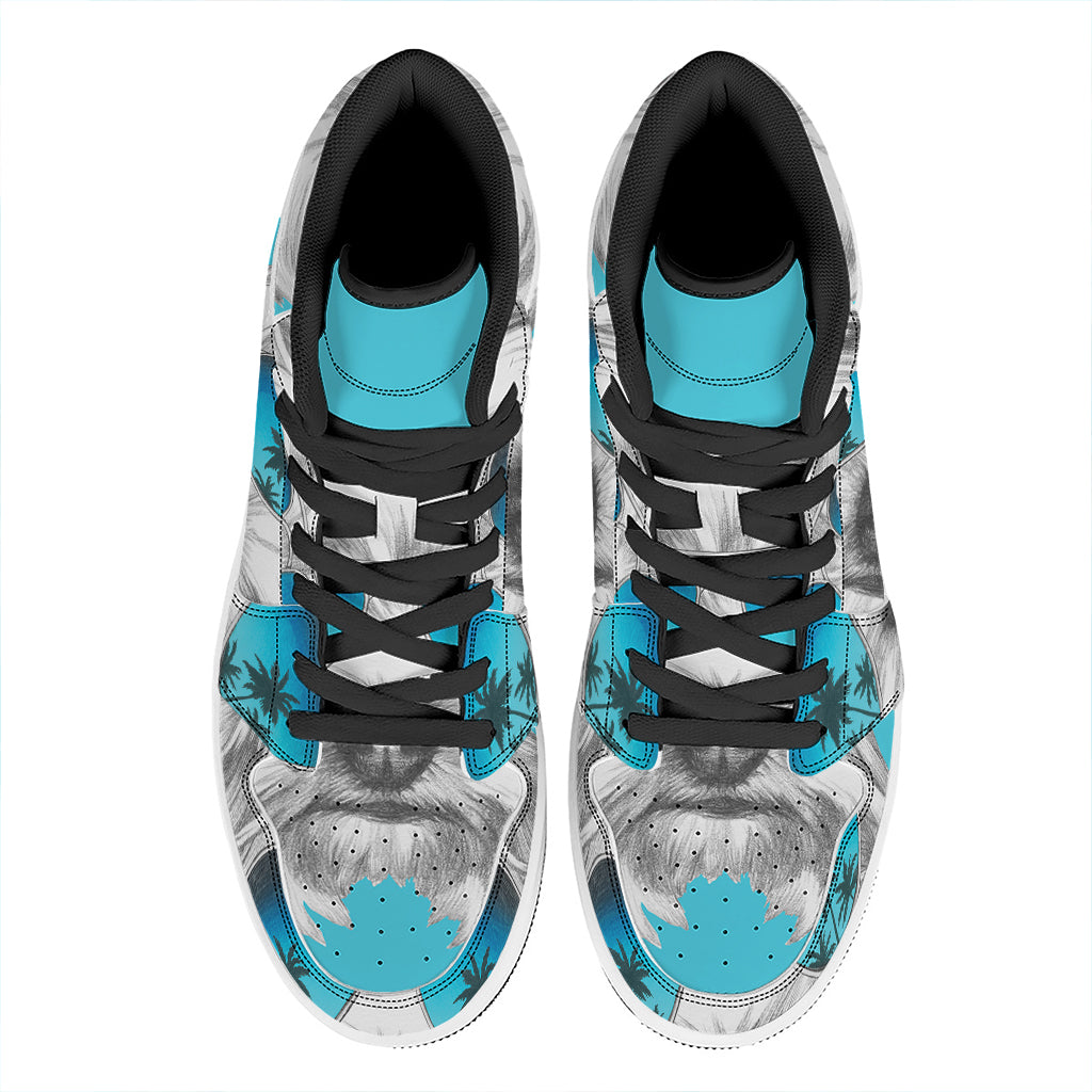 Yorkshire Terrier With Sunglasses Print High Top Leather Sneakers