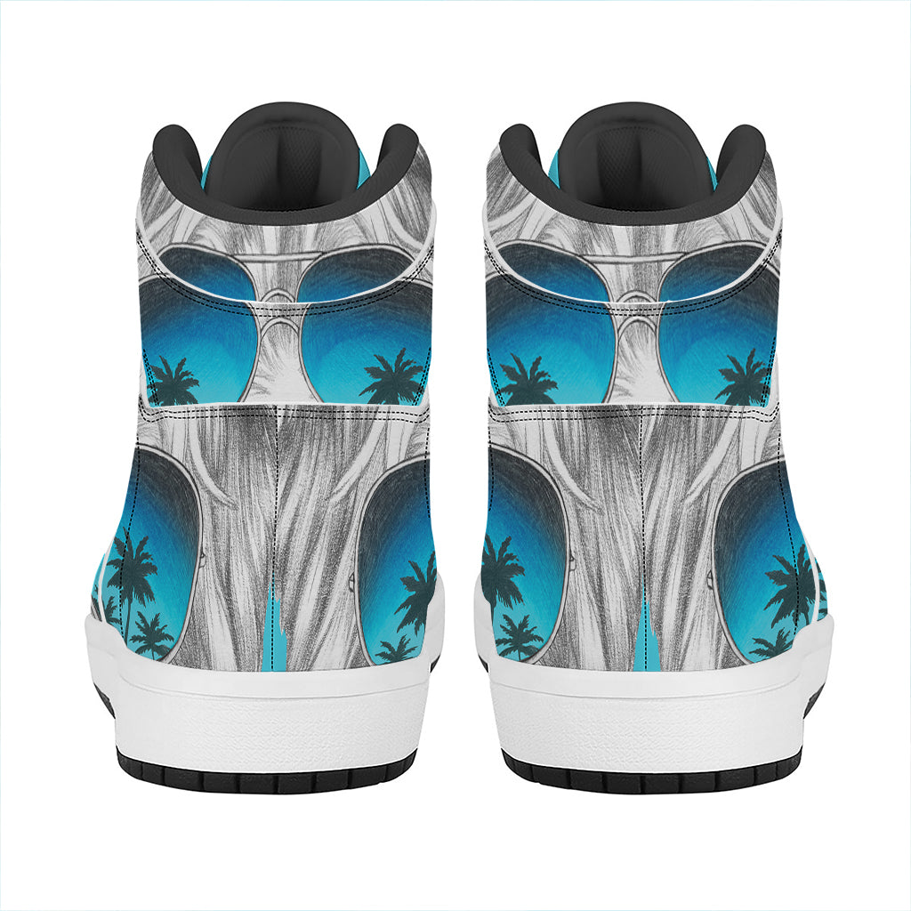 Yorkshire Terrier With Sunglasses Print High Top Leather Sneakers