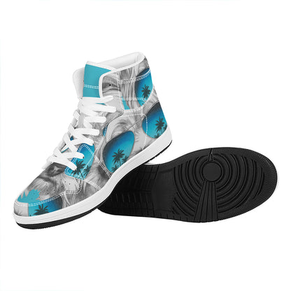 Yorkshire Terrier With Sunglasses Print High Top Leather Sneakers
